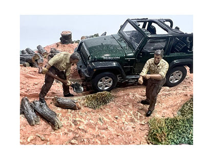 "4X4 Mechanics" 2 Piece Diecast Figure Set 2 for 1/43 Scale Models by American Diorama by American Diorama
