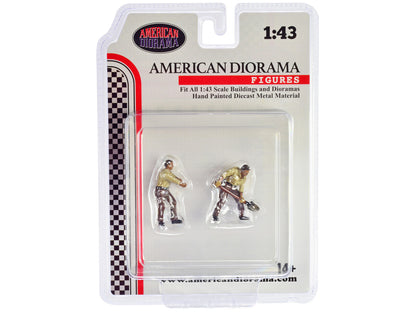 "4X4 Mechanics" 2 Piece Diecast Figure Set 2 for 1/43 Scale Models by American Diorama by American Diorama