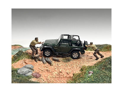 "4X4 Mechanics" 2 Piece Diecast Figure Set 3 for 1/43 Scale Models by American Diorama by American Diorama