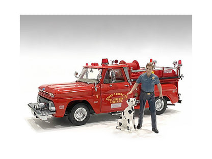 "Firefighters" 6 piece Figure Set (4 Males 1 Dog 1 Accessory) for 1/18 Scale Models by American Diorama by American Diorama