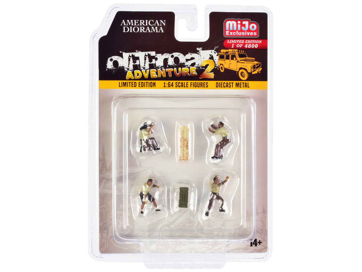 "Off-Road Adventure 2" 6 piece Diecast Set (4 Male Figurines and 2 Accessories) Limited Edition to 4800 pieces Worldwide for 1/64 Scale Models by American Diorama by American Diorama