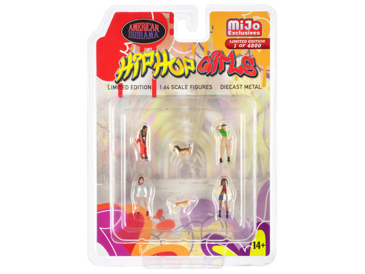"Hip Hop Girls" 6 piece Diecast Set (4 Women 2 Dog Figures) Limited Edition to 4800 pieces Worldwide 1/64 Scale Models by American Diorama by American Diorama