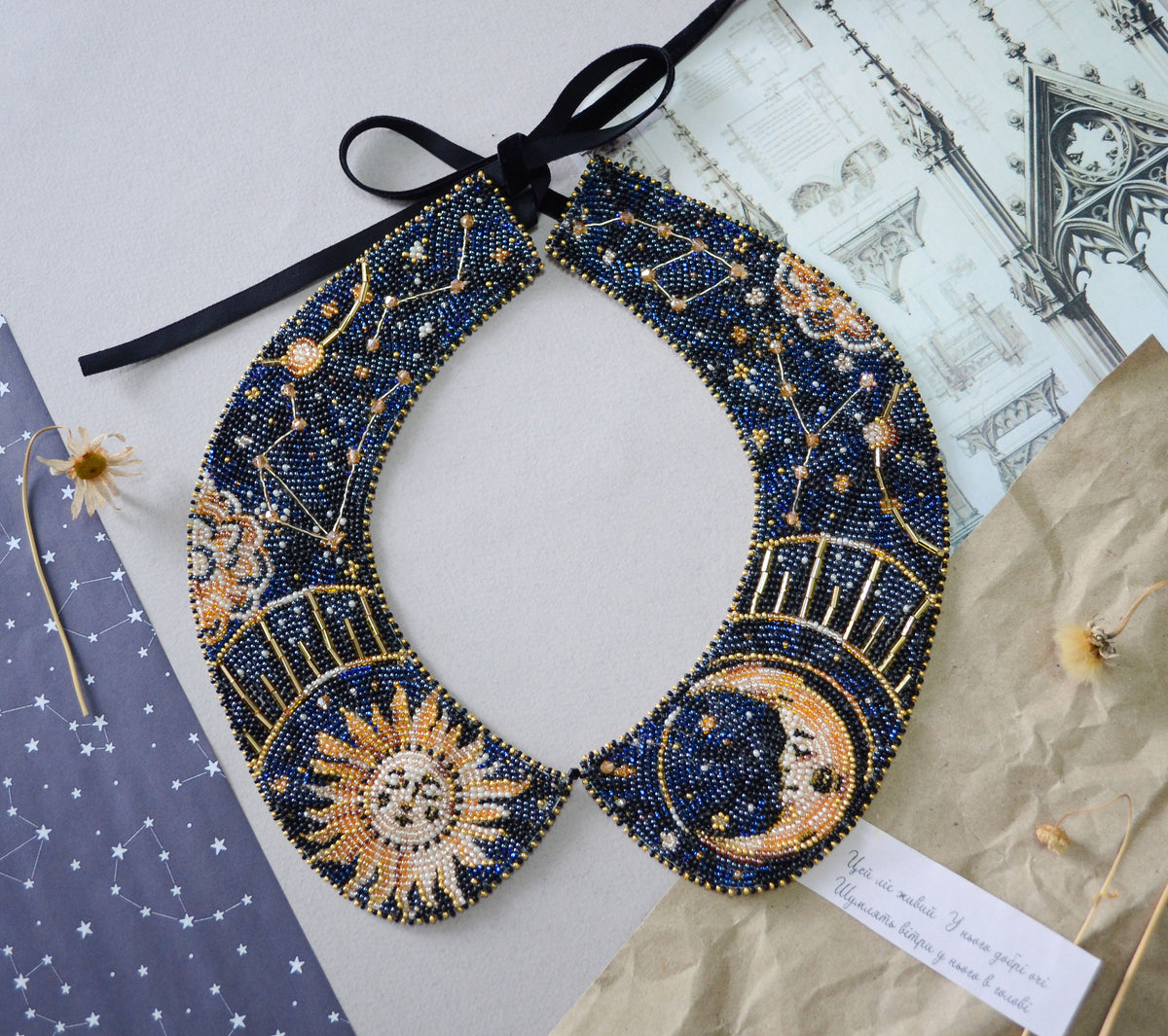 Galactic Beauty Bead Embroidery Decoration Collar Kit by Abris Art ADC-001