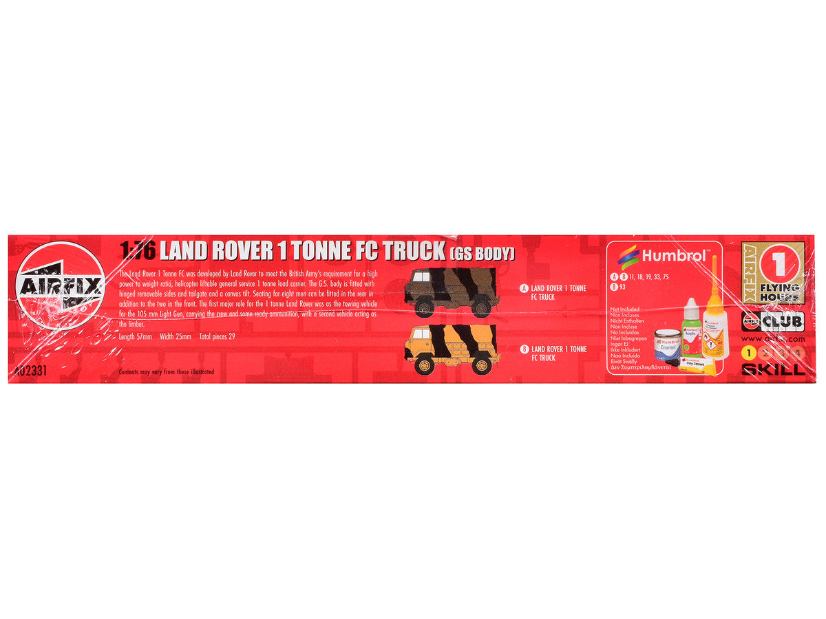 Level 1 Model Kit Land Rover 1 Tonne FC Truck (GS Body) with 3 Scheme Options 1/76 Scale Plastic Model Kit by Airfix by Airfix