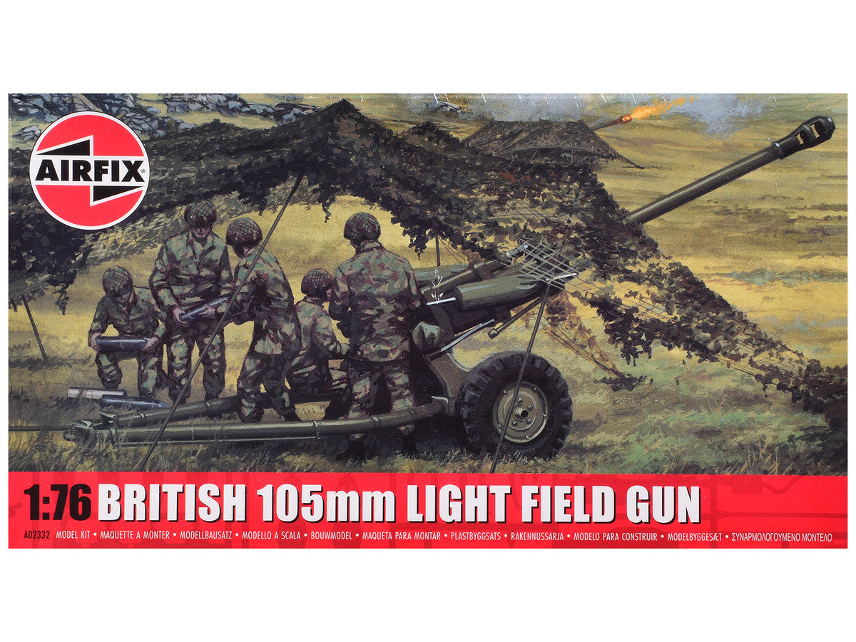 Level 1 Model Kit British 105mm Light Field Gun with 3 Scheme Options 1/76 Scale Plastic Model Kit by Airfix by Airfix