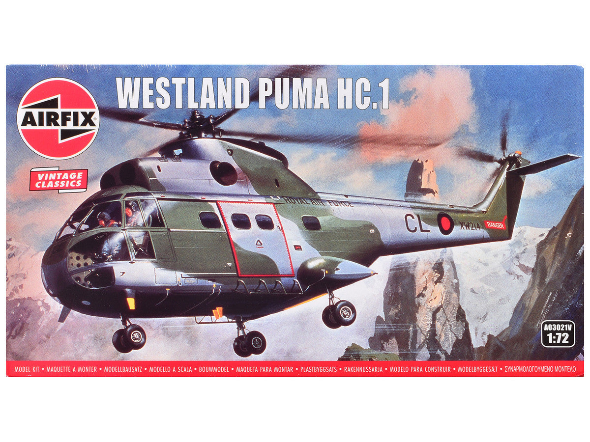 Level 2 Model Kit Westland Puma HC.1 Helicopter with 2 Scheme Options 1/72 Plastic Model Kit by Airfix by Airfix