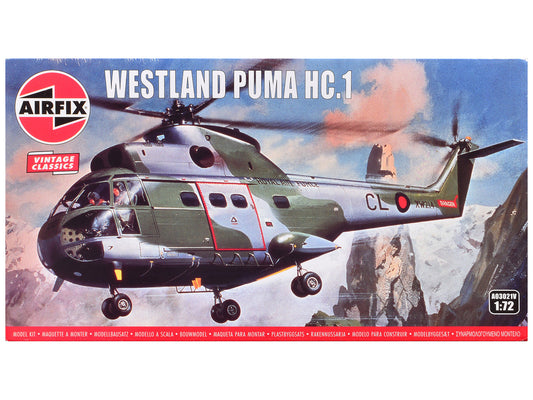 Level 2 Model Kit Westland Puma HC.1 Helicopter with 2 Scheme Options 1/72 Plastic Model Kit by Airfix by Airfix