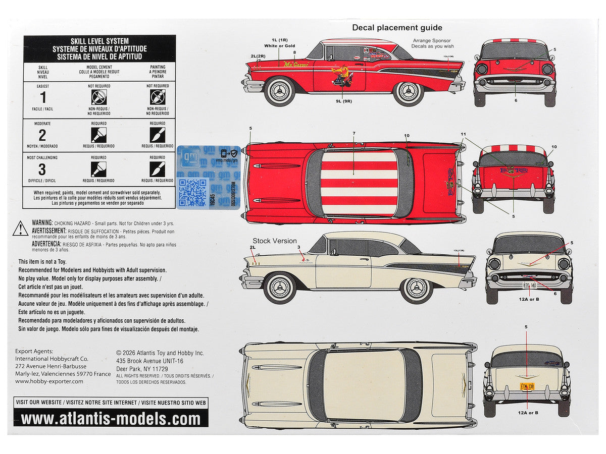 Skill 3 Model Kit 1957 Chevrolet Bel Air Hardtop 1/25 Scale Model by Atlantis by Atlantis