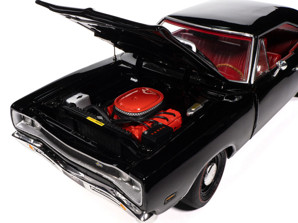 1969 Dodge Coronet Super Bee "Muscle Car & Corvette Nationals" (MCACN) Black with Red Interior "American Muscle" Series 1/18 Diecast Model Car by Auto World by Autoworld