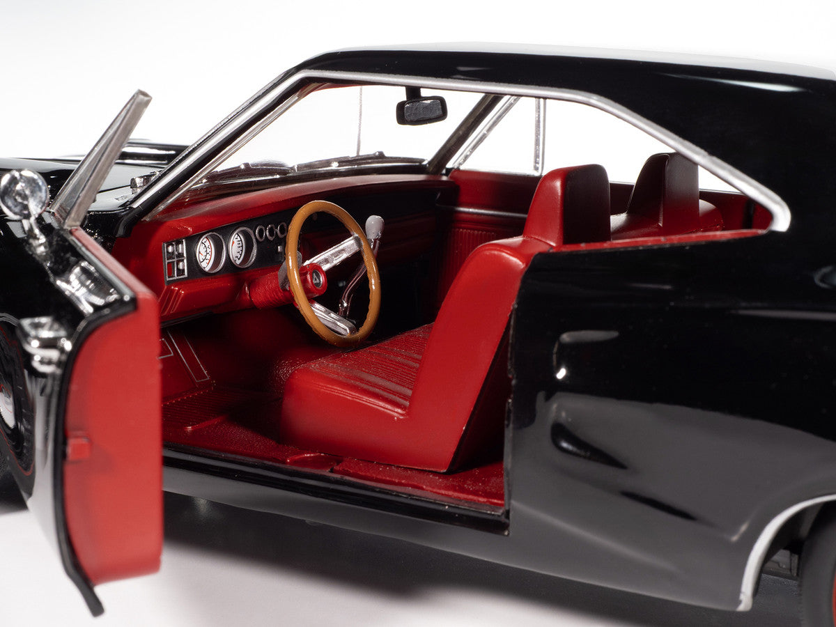1969 Dodge Coronet Super Bee "Muscle Car & Corvette Nationals" (MCACN) Black with Red Interior "American Muscle" Series 1/18 Diecast Model Car by Auto World by Autoworld