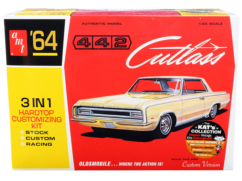 Skill 2 Model Kit 1964 Oldsmobile Cutlass 442 Hardtop 3-in-1 Kit 1/25 Scale Model by AMT by AMT