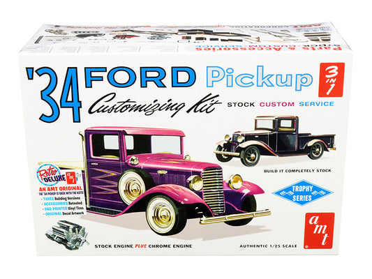 Skill 2 Model Kit 1934 Ford Pickup Truck 3 in 1 Kit "Trophy Series" 1/25 Scale Model by AMT by AMT