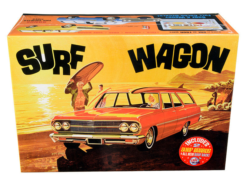 Skill 2 Model Kit 1965 Chevrolet Chevelle "Surf Wagon" with Two Surf Boards 4 in 1 Kit 1/25 Scale Model by AMT by AMT