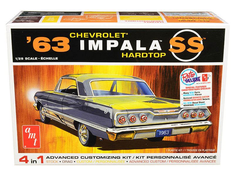 Skill 2 Model Kit 1963 Chevrolet Impala SS Hardtop 4 in 1 Kit 1/25 Scale Model by AMT by AMT