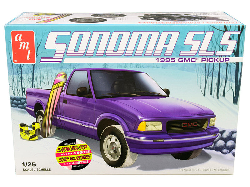 Skill 2 Model Kit 1995 GMC Sonoma SLS Pickup Truck with Snowboard and Boots 1/25 Scale Model by AMT by AMT