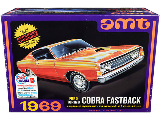 Skill 2 Model Kit 1969 Ford Torino Cobra Fastback 3-in-1 Kit 1/25 Scale Model by AMT by AMT