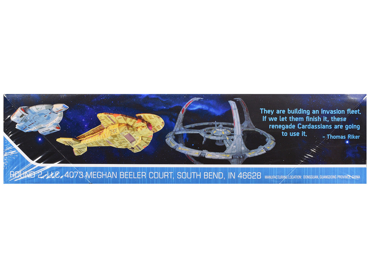 Skill 2 Model Kit Deep Space 9 Space Station with USS Defiant NX-74205 Space Ship and Cadassian Keldon-Class Cruiser "Star Trek: Deep Space Nine" (1993-1999) TV Series 1/3300 Scale Model by AMT by AMT
