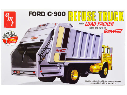 Skill 3 Model Kit Ford C-900 GarWood Refuse Garbage Truck with Load-Packer 1/25 Scale Model by AMT by AMT