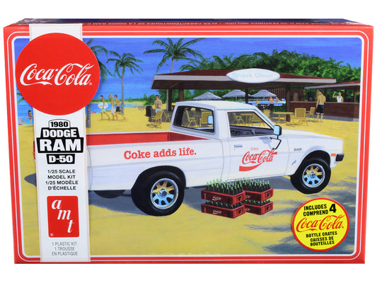Skill 3 Model Kit 1980 Dodge Ram D-50 Pickup Truck "Coca-Cola" Four Bottle Crates 1/25 Scale Model by AMT by AMT