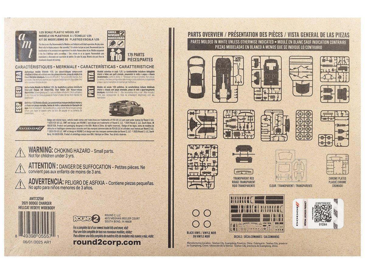 Skill 2 Model Kit 2021 Dodge Charger Hellcat Redeye Widebody 1/25 Scale Model by AMT by AMT