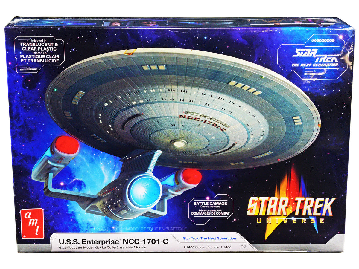 Skill 2 Model Kit U.S.S. Enterprise NCC-1701-C Space Ship "Star Trek: The Next Generation" (1987) TV Series 1/1400 Scale Model by AMT by AMT
