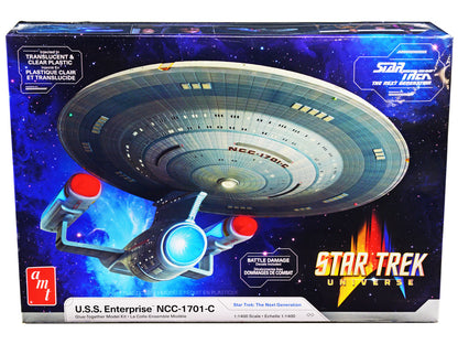 Skill 2 Model Kit U.S.S. Enterprise NCC-1701-C Space Ship "Star Trek: The Next Generation" (1987) TV Series 1/1400 Scale Model by AMT by AMT