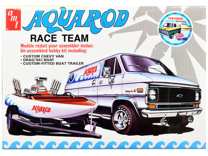Skill 2 Model Kit Chevrolet Custom Van with Drag/Ski Boat and Trailer "Aqua Rod Race Team" 1/25 Scale Model by AMT by AMT