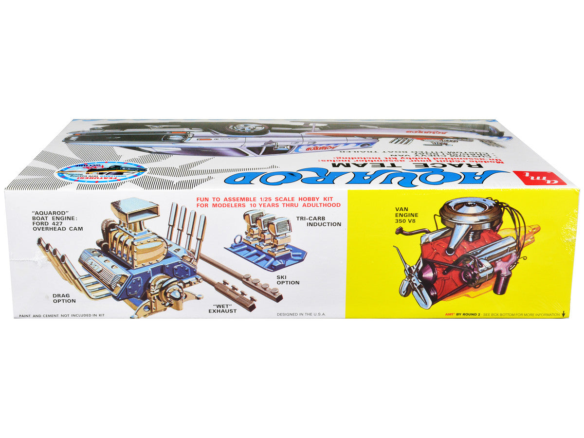 Skill 2 Model Kit Chevrolet Custom Van with Drag/Ski Boat and Trailer "Aqua Rod Race Team" 1/25 Scale Model by AMT by AMT