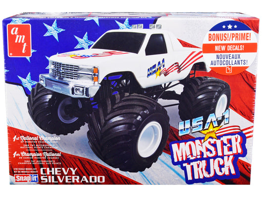 Skill 1 Snap Model Kit Chevrolet Silverado "USA-1" Monster Truck 1/32 Scale Model by AMT by AMT