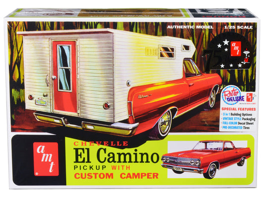 Skill 2 Model Kit 1965 Chevrolet El Camino with Camper 3-in-1 Kit 1/25 Scale Model by AMT by AMT