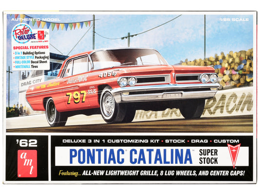 Skill 2 Model Kit 1962 Pontiac Catalina Super Stock 3-in-1 Kit 1/25 Scale Model by AMT by AMT