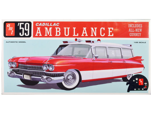 Skill 2 Model Kit 1959 Cadillac Ambulance with Gurney Accessory 1/25 Scale Model by AMT by AMT