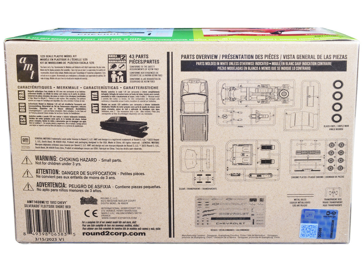 Skill 2 Model Kit 1992 Chevrolet Silverado C1500 Fleetside Short Bed Pickup Truck "Easy Build" 1/25 Scale Model by AMT by AMT