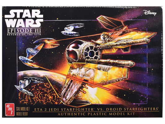 Skill 2 Model Kit ETA 2 Jedi Starfighter VS. Droid Starfighters 4 Model Set "Star Wars: Episode III - Revenge of the Sith" (2005) Movie 1/48 Scale Model by AMT by AMT