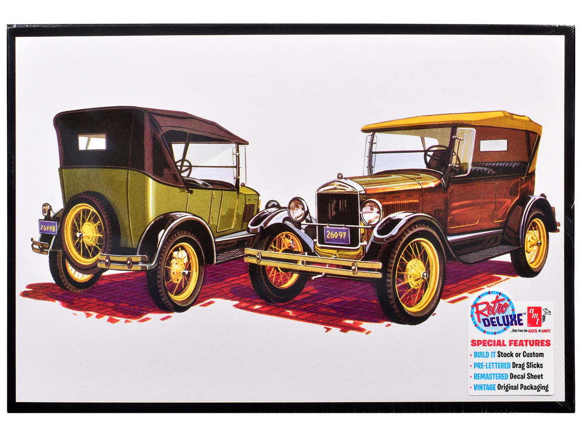 Skill 2 Model Kit 1927 Ford Model T Touring 2 in 1 Kit 1/25 Scale Model by AMT by AMT