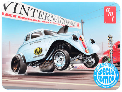 Skill 2 Model Kit 1933 Willys Gasser "Ohio George" with Collectible Tin Packaging 1/25 Scale Model by AMT by AMT
