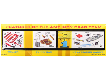 Skill 2 Model Kit Indy Drag Combo Chevrolet II Wagon and Funny Car with Trailer 3 in 1 Set 1/25 Scale Model by AMT by AMT