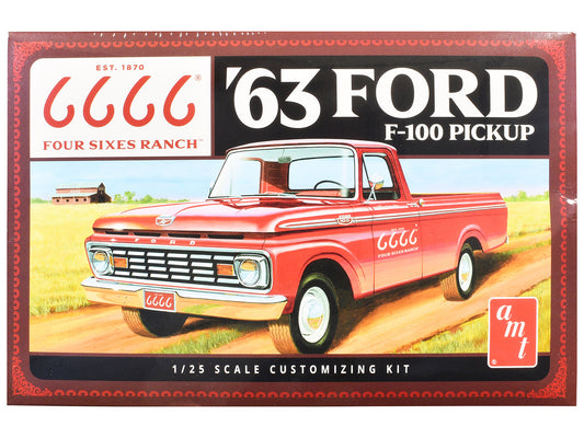 Skill 2 Model Kit 1963 Ford F-100 Pickup Truck "Four Sixes Ranch" 3-in-1 Kit 1/25 Scale Model by AMT by AMT