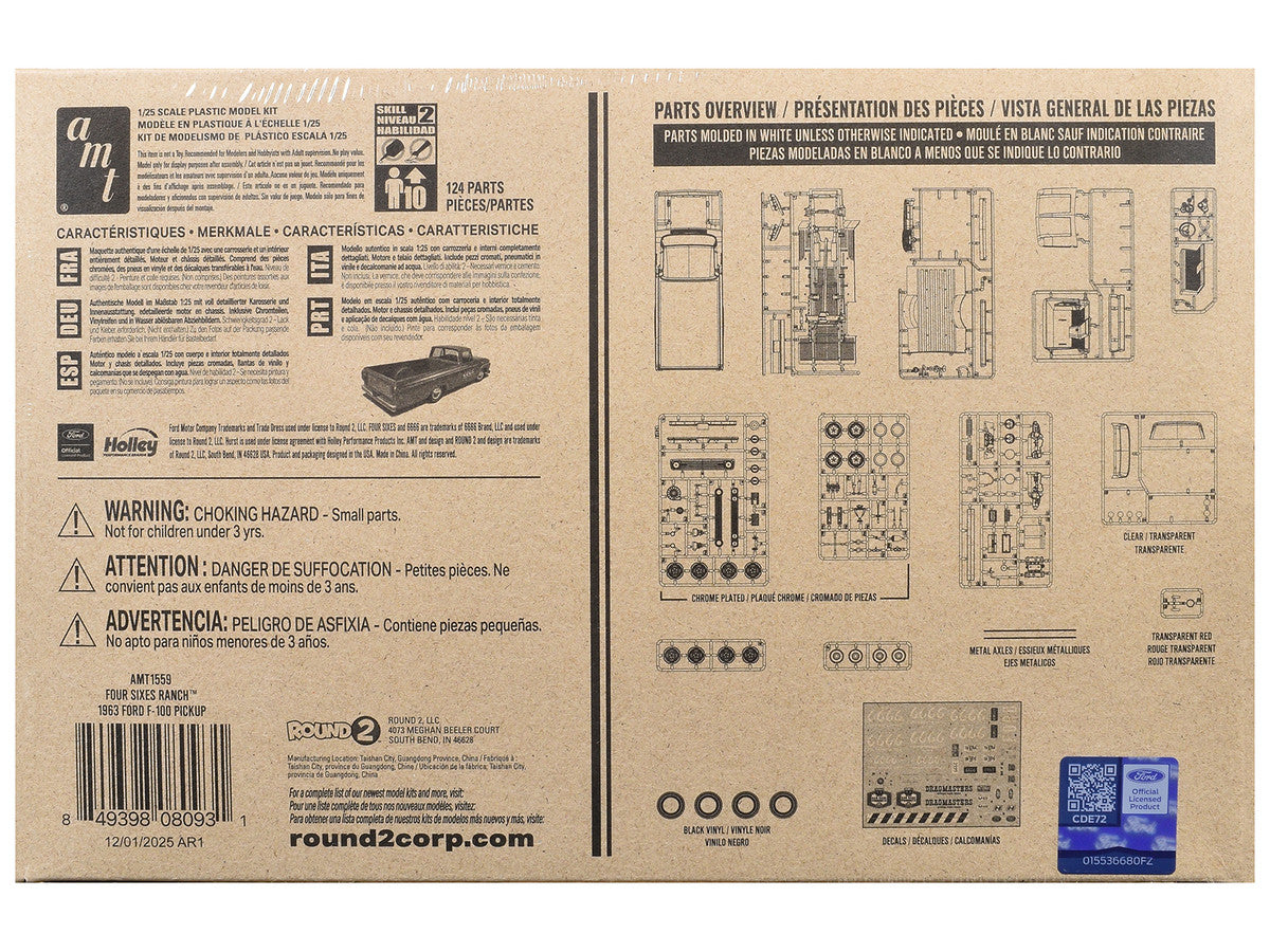 Skill 2 Model Kit 1963 Ford F-100 Pickup Truck "Four Sixes Ranch" 3-in-1 Kit 1/25 Scale Model by AMT by AMT