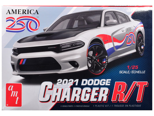 Skill 2 Model Kit 2021 Dodge Charger R/T "America 250" 1/25 Scale Model by AMT by AMT