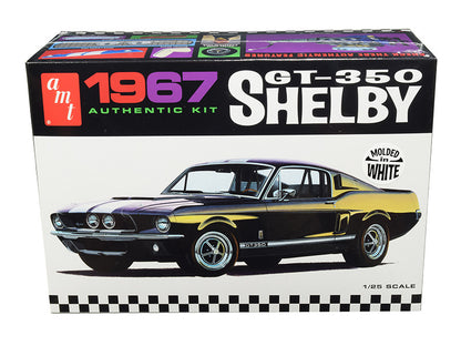 Skill 2 Model Kit 1967 Ford Mustang Shelby GT350 White 1/25 Scale Model by AMT by AMT