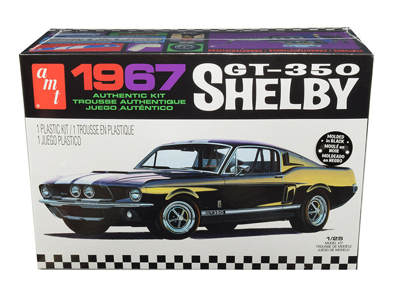 Skill 2 Model Kit 1967 Ford Mustang Shelby GT350 Black 1/25 Scale Model by AMT by AMT
