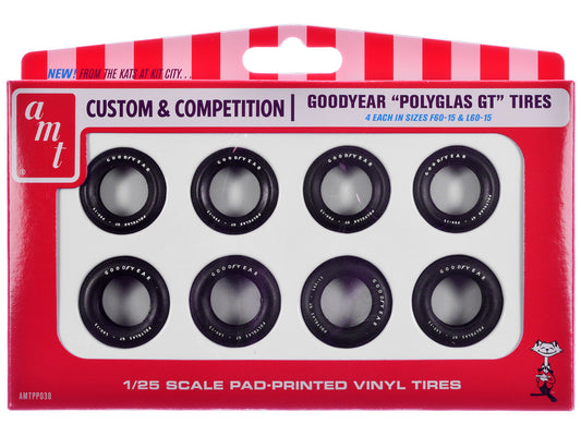 Model Kit "Goodyear Polyglas GT" Tires Set of 8 Pieces for 1/25 Scale Models by AMT by AMT