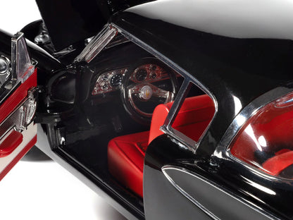 1957 Studebaker Golden Hawk Midnight Black with Red Interior 1/18 Diecast Model by Auto World by Autoworld