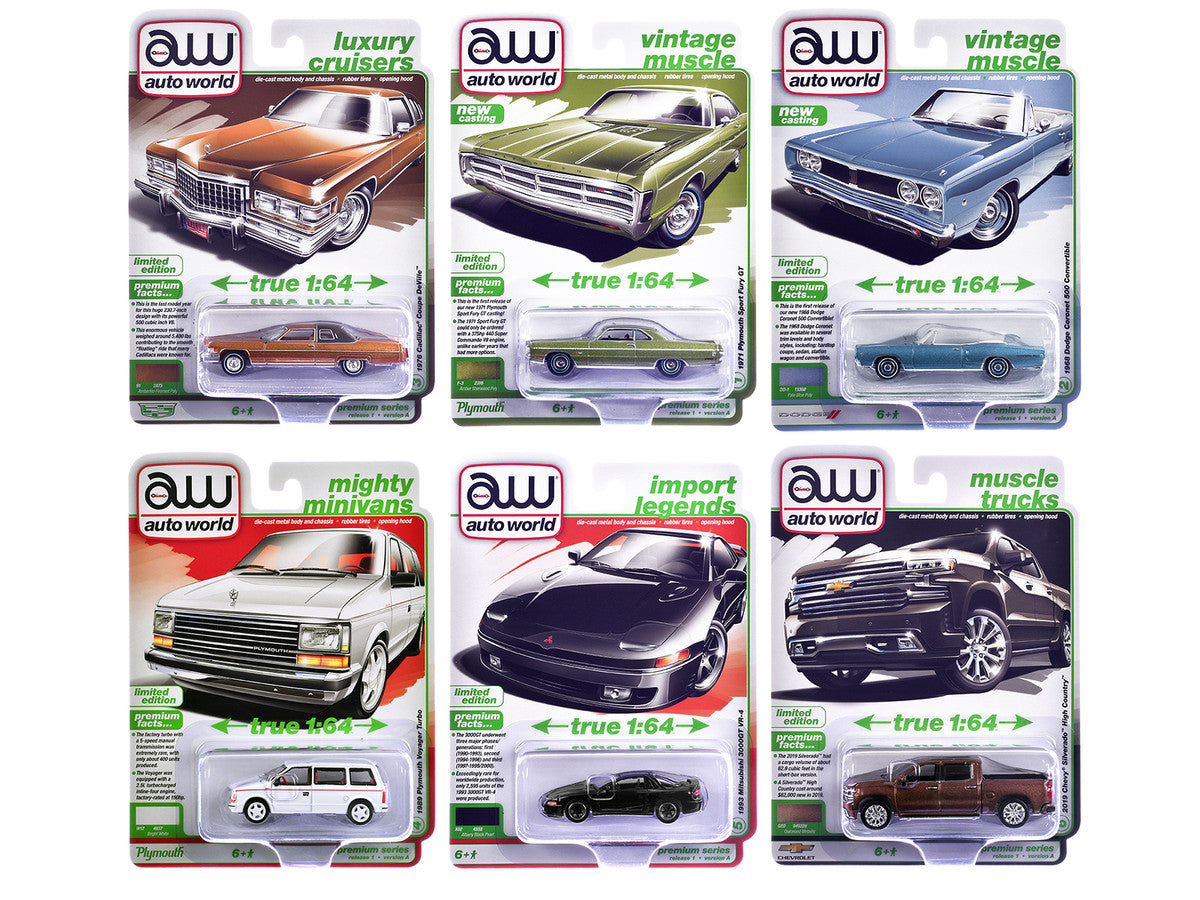 Auto World Premium 2026 Release 1 Set A of 6 pieces 1/64 Diecast Model Cars by Auto World by Autoworld