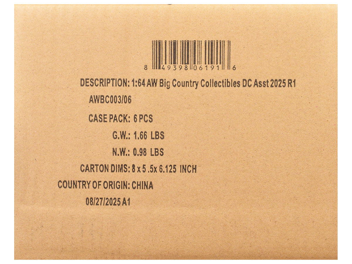Big Country Collectibles 2025 Release 1 Set of 6 pieces 1/64 Diecast Model Cars by Auto World by Autoworld