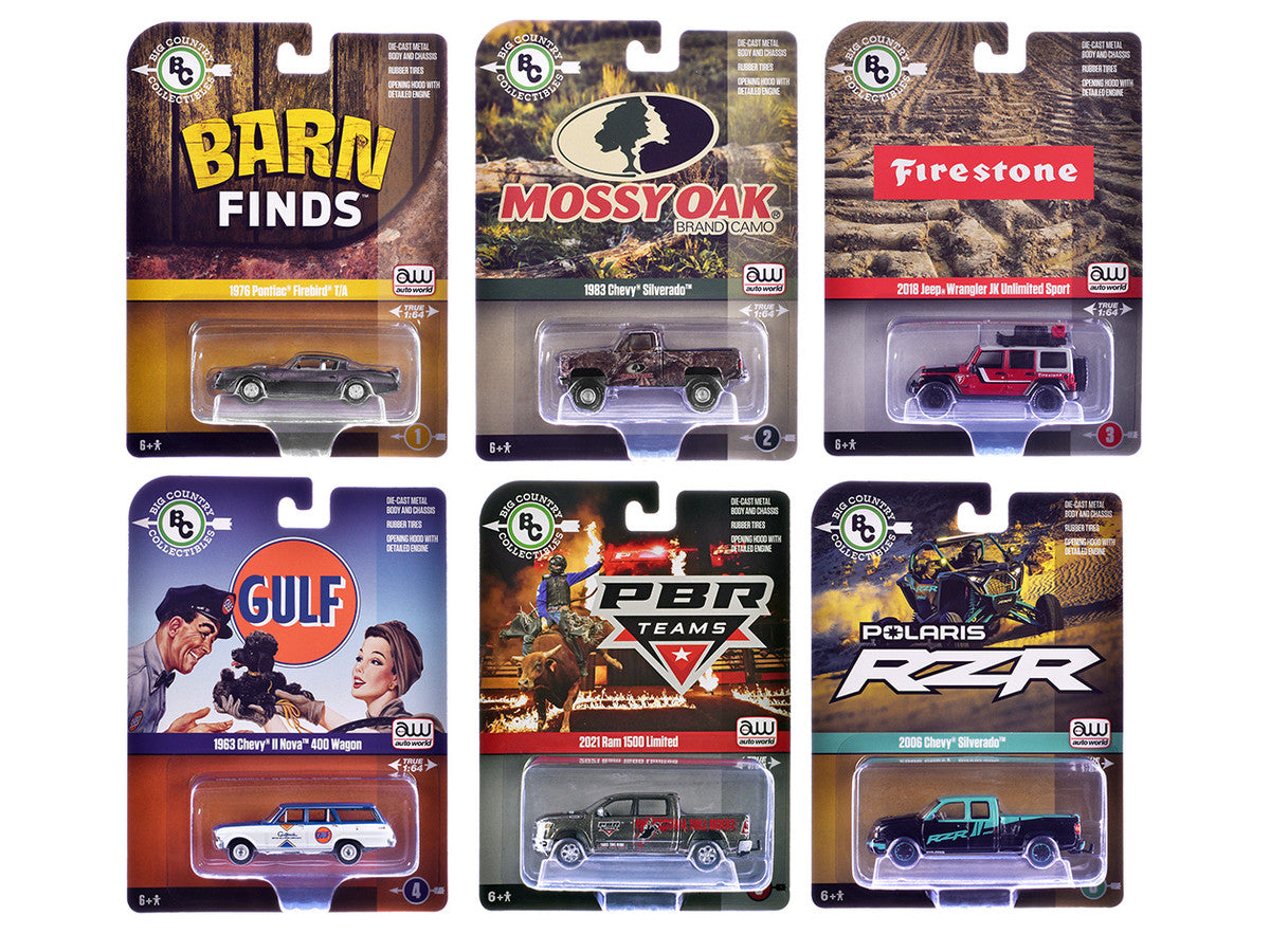 Big Country Collectibles 2025 Release 1 Set of 6 pieces 1/64 Diecast Model Cars by Auto World by Autoworld