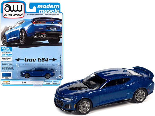 2018 Chevrolet Camaro ZL1 Hyper Blue Metallic "Modern Muscle" Limited Edition to 13000 pieces Worldwide 1/64 Diecast Model Car by Auto World by Autoworld