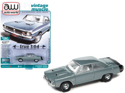 1971 Dodge Dart Swinger 340 Special Light Gunmetal Gray Metallic with Black Tail Stripe "Vintage Muscle" Limited Edition 1/64 Diecast Model Car by Auto World by Autoworld