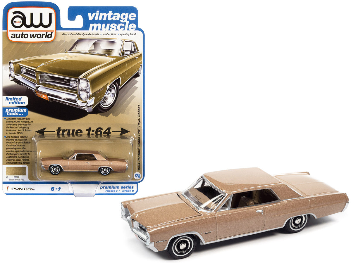 1964 Pontiac Grand Prix Royal Bobcat Saddle Bronze Metallic "Vintage Muscle" Limited Edition 1/64 Diecast Model Car by Auto World by Autoworld